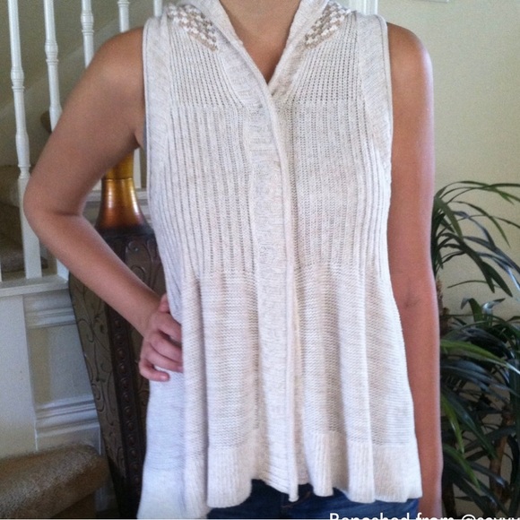 FREE PEOPLE HOODED SWEATER VEST MED - Picture 7 of 8